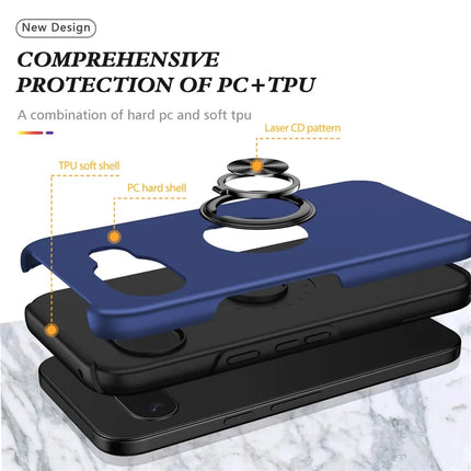 For Google Pixel 9a Case PC + TPU Phone Cover with Rotatable Ring Holder