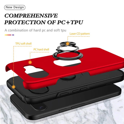 For Google Pixel 9a Case PC + TPU Phone Cover with Rotatable Ring Holder
