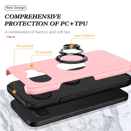 For Google Pixel 9a Case PC + TPU Phone Cover with Rotatable Ring Holder