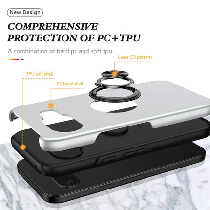 For Google Pixel 9a Case PC + TPU Phone Cover with Rotatable Ring Holder
