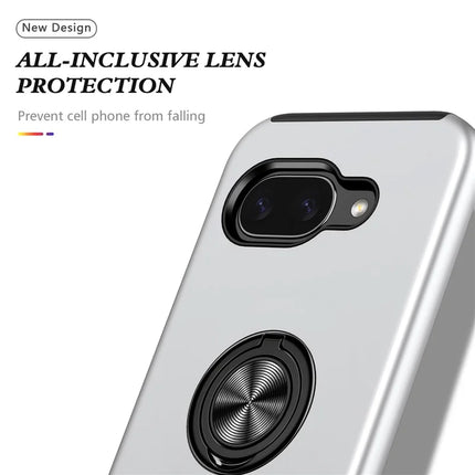 For Google Pixel 9a Case PC + TPU Phone Cover with Rotatable Ring Holder