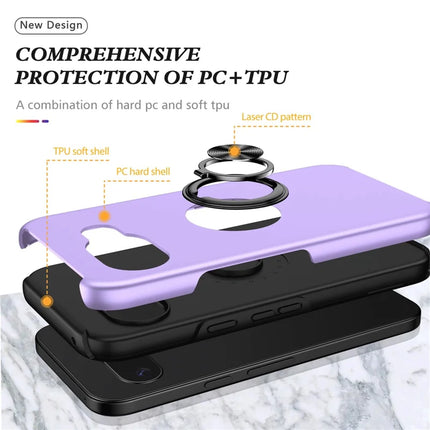 For Google Pixel 9a Case PC + TPU Phone Cover with Rotatable Ring Holder