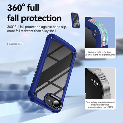 For iPhone 16e Case Anti-Drop Alloy Lens Frame PC + TPU Phone Cover