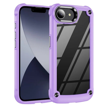 For iPhone 16e Case Anti-Drop Alloy Lens Frame PC + TPU Phone Cover - Purple