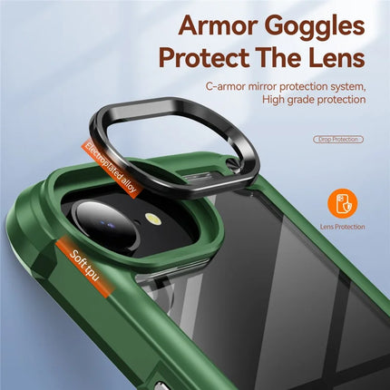 For iPhone 16e Case Anti-Drop Alloy Lens Frame PC + TPU Phone Cover