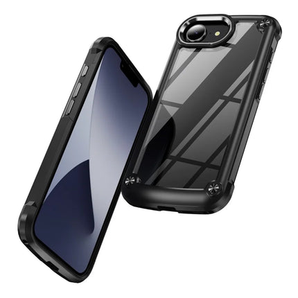For iPhone 16e Case Anti-Drop Alloy Lens Frame PC + TPU Phone Cover