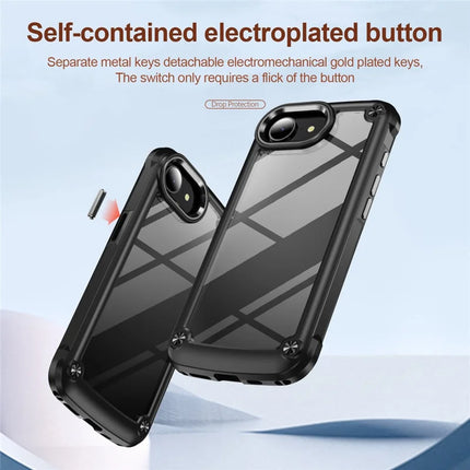 For iPhone 16e Case Anti-Drop Alloy Lens Frame PC + TPU Phone Cover