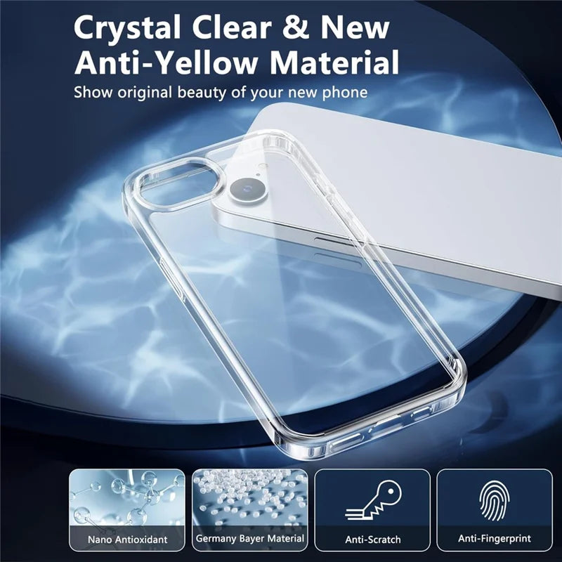 ShopCaseCart Slim Lightweight iPhone 16e Transparent Phone Protective cover Impact-resistant Acrylic + TPU Guard with Tempered Glass Screen Protector