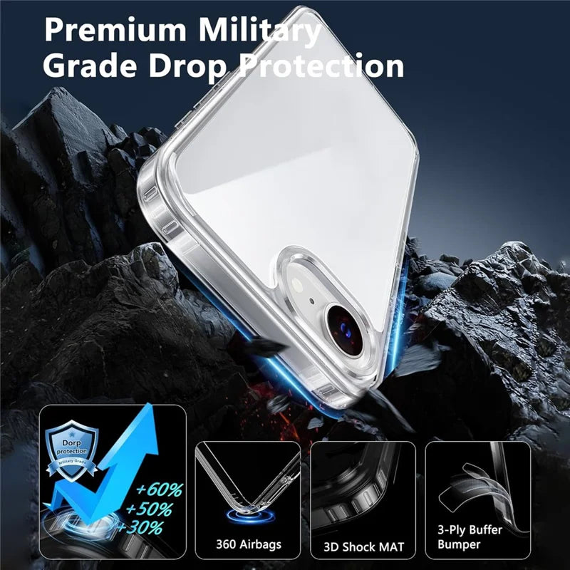 ShopCaseCart Slim Lightweight iPhone 16e Transparent Phone Protective cover Impact-resistant Acrylic + TPU Guard with Tempered Glass Screen Protector