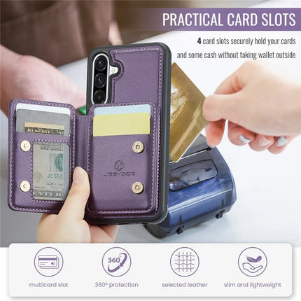 For Samsung Galaxy A36 5G Case JEEHOOD J05 Leather Mobile Cover with Detachable Magnetic Card Bag