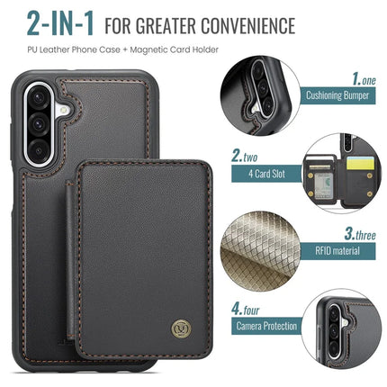 For Samsung Galaxy A36 5G Case JEEHOOD J05 Leather Mobile Cover with Detachable Magnetic Card Bag