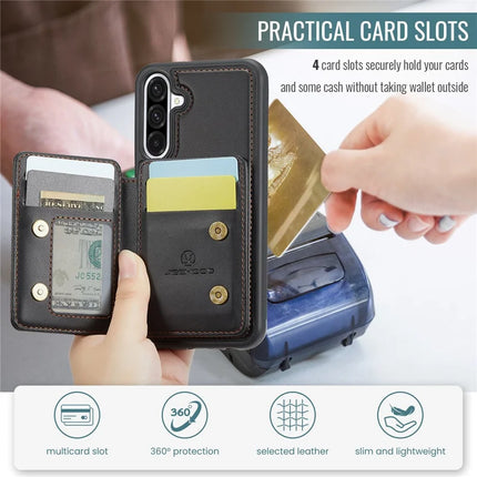 For Samsung Galaxy A36 5G Case JEEHOOD J05 Leather Mobile Cover with Detachable Magnetic Card Bag