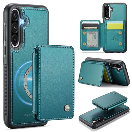 For Samsung Galaxy A36 5G Case JEEHOOD J05 Leather Mobile Cover with Detachable Magnetic Card Bag - Blue