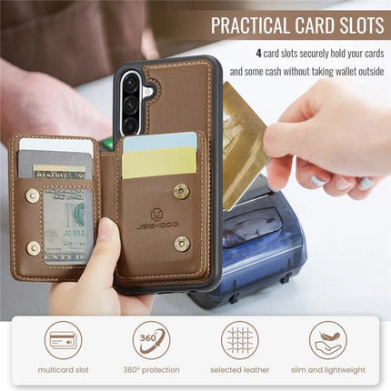 For Samsung Galaxy A36 5G Case JEEHOOD J05 Leather Mobile Cover with Detachable Magnetic Card Bag