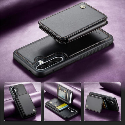 For Samsung Galaxy A56 5G Case JEEHOOD J05 Leather Mobile Cover with Detachable Magnetic Card Bag