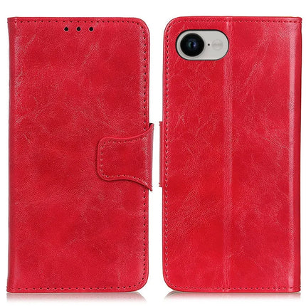 For iPhone 16e Case Crazy Horse Texture Split Leather Wallet Phone Cover - Red