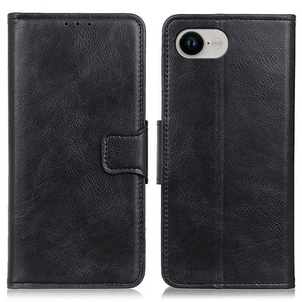 For iPhone 16e Case RFID Blocking Genuine Cow Leather Wallet Phone Cover - Black