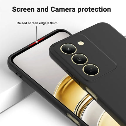 For Realme V60 Pro / Realme 14x 5G Liquid Silicone Case Phone Back Cover with Hand Strap