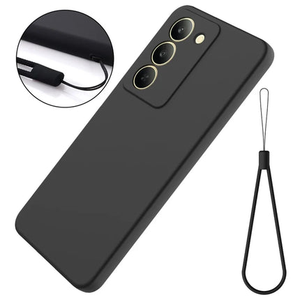 For Realme V60 Pro / Realme 14x 5G Liquid Silicone Case Phone Back Cover with Hand Strap