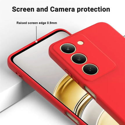 For Realme V60 Pro / Realme 14x 5G Liquid Silicone Case Phone Back Cover with Hand Strap