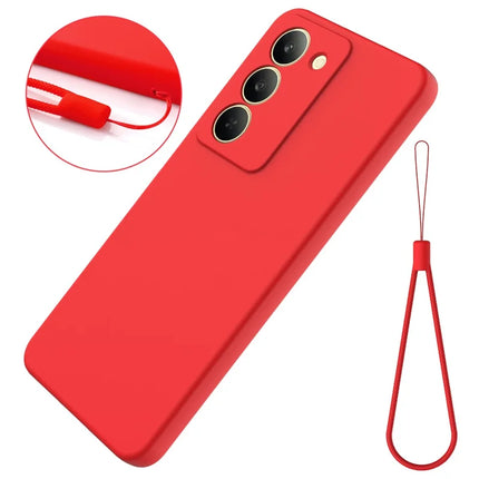 For Realme V60 Pro / Realme 14x 5G Liquid Silicone Case Phone Back Cover with Hand Strap