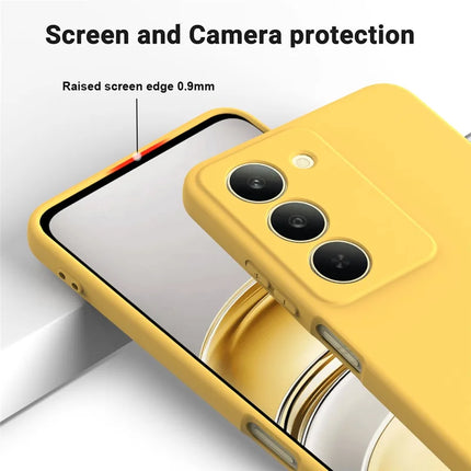For Realme V60 Pro / Realme 14x 5G Liquid Silicone Case Phone Back Cover with Hand Strap