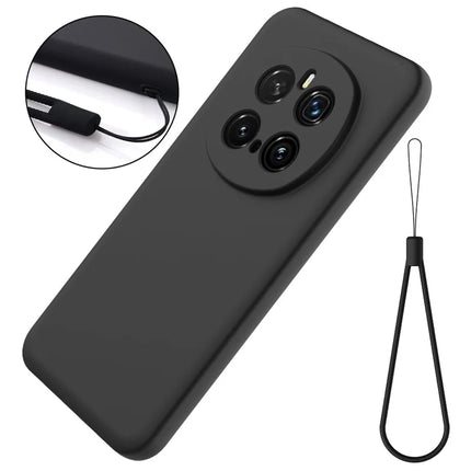 For Honor Magic7 Pro 5G Liquid Silicone Case Phone Back Cover with Hand Strap