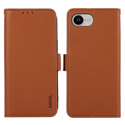 ABEEL For iPhone 16e Case Leather Phone Cover with RFID Blocking Wallet - Brown