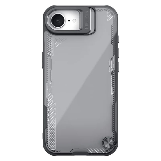 NILLKIN Iceblade Prop For iPhone 16e Case Lens Frame Kickstand PC + TPU Phone Cover - Black