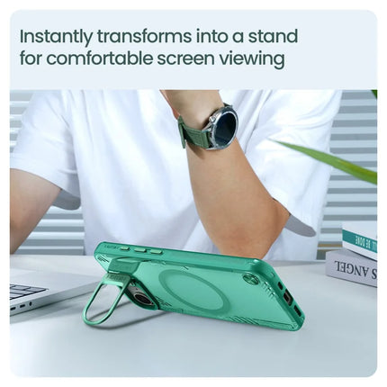 NILLKIN Iceblade Prop For iPhone 16e Case Compatible with MagSafe Lens Frame Kickstand PC + TPU Phone Cover