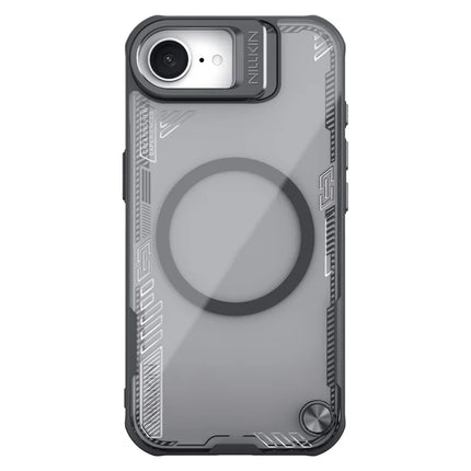 NILLKIN Iceblade Prop For iPhone 16e Case Compatible with MagSafe Lens Frame Kickstand PC + TPU Phone Cover - Black