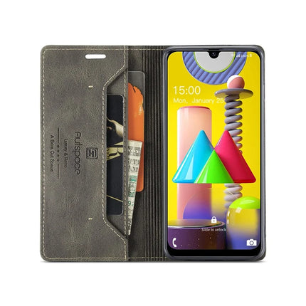 For Samsung Galaxy M31 Prime / Galaxy M21s / Galaxy F14 4G / Galaxy M31 Wallet Case AUTSPACE A01 Leather Stand Cover with RFID Blocking Card Holder