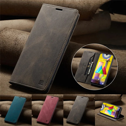 For Samsung Galaxy M31 Prime / Galaxy M21s / Galaxy F14 4G / Galaxy M31 Wallet Case AUTSPACE A01 Leather Stand Cover with RFID Blocking Card Holder
