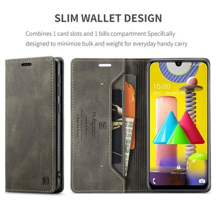 For Samsung Galaxy M31 Prime / Galaxy M21s / Galaxy F14 4G / Galaxy M31 Wallet Case AUTSPACE A01 Leather Stand Cover with RFID Blocking Card Holder