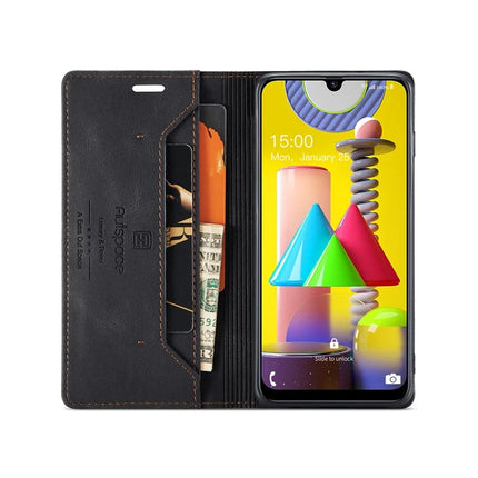 For Samsung Galaxy M31 Prime / Galaxy M21s / Galaxy F14 4G / Galaxy M31 Wallet Case AUTSPACE A01 Leather Stand Cover with RFID Blocking Card Holder