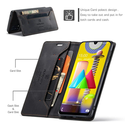 For Samsung Galaxy M31 Prime / Galaxy M21s / Galaxy F14 4G / Galaxy M31 Wallet Case AUTSPACE A01 Leather Stand Cover with RFID Blocking Card Holder