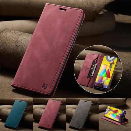 For Samsung Galaxy M31 Prime / Galaxy M21s / Galaxy F14 4G / Galaxy M31 Wallet Case AUTSPACE A01 Leather Stand Cover with RFID Blocking Card Holder