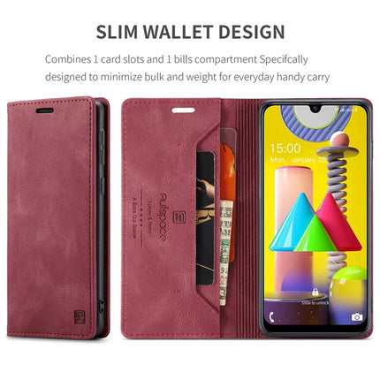 For Samsung Galaxy M31 Prime / Galaxy M21s / Galaxy F14 4G / Galaxy M31 Wallet Case AUTSPACE A01 Leather Stand Cover with RFID Blocking Card Holder