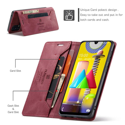 For Samsung Galaxy M31 Prime / Galaxy M21s / Galaxy F14 4G / Galaxy M31 Wallet Case AUTSPACE A01 Leather Stand Cover with RFID Blocking Card Holder