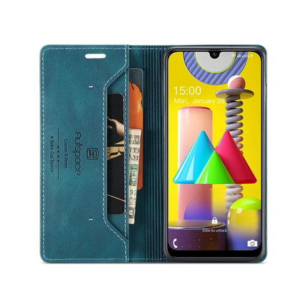 For Samsung Galaxy M31 Prime / Galaxy M21s / Galaxy F14 4G / Galaxy M31 Wallet Case AUTSPACE A01 Leather Stand Cover with RFID Blocking Card Holder