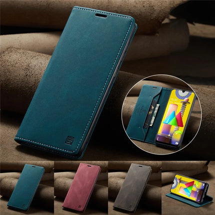 For Samsung Galaxy M31 Prime / Galaxy M21s / Galaxy F14 4G / Galaxy M31 Wallet Case AUTSPACE A01 Leather Stand Cover with RFID Blocking Card Holder