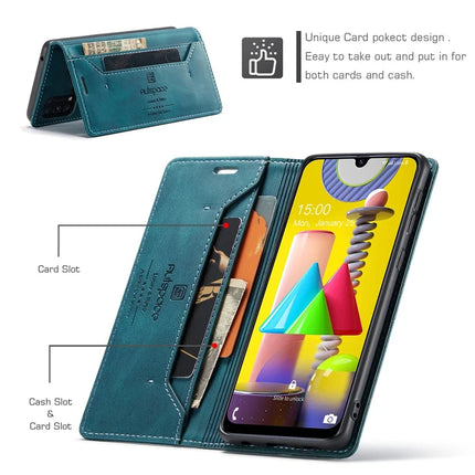 For Samsung Galaxy M31 Prime / Galaxy M21s / Galaxy F14 4G / Galaxy M31 Wallet Case AUTSPACE A01 Leather Stand Cover with RFID Blocking Card Holder