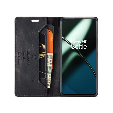 For OnePlus 11 5G Wallet Case AUTSPACE A01 Leather Stand Cover with RFID Blocking Card Holder