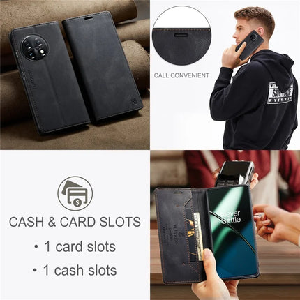 For OnePlus 11 5G Wallet Case AUTSPACE A01 Leather Stand Cover with RFID Blocking Card Holder
