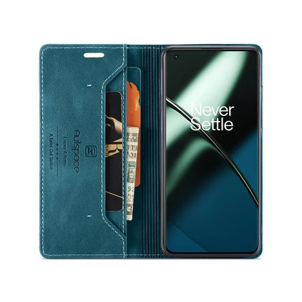 For OnePlus 11 5G Wallet Case AUTSPACE A01 Leather Stand Cover with RFID Blocking Card Holder