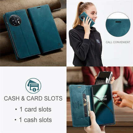 For OnePlus 11 5G Wallet Case AUTSPACE A01 Leather Stand Cover with RFID Blocking Card Holder