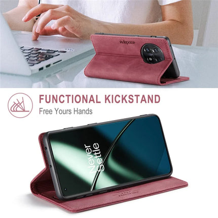 For OnePlus 11 5G Wallet Case AUTSPACE A01 Leather Stand Cover with RFID Blocking Card Holder