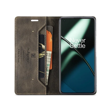 For OnePlus 11 5G Wallet Case AUTSPACE A01 Leather Stand Cover with RFID Blocking Card Holder