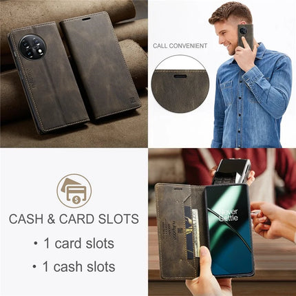For OnePlus 11 5G Wallet Case AUTSPACE A01 Leather Stand Cover with RFID Blocking Card Holder