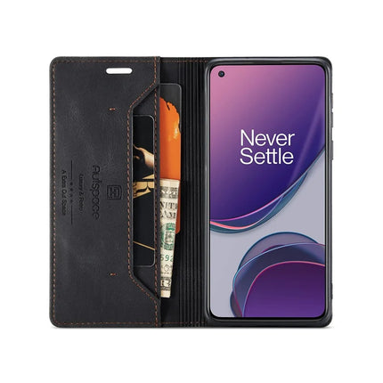 For OnePlus 8T Wallet Case AUTSPACE A01 Leather Stand Cover with RFID Blocking Card Holder